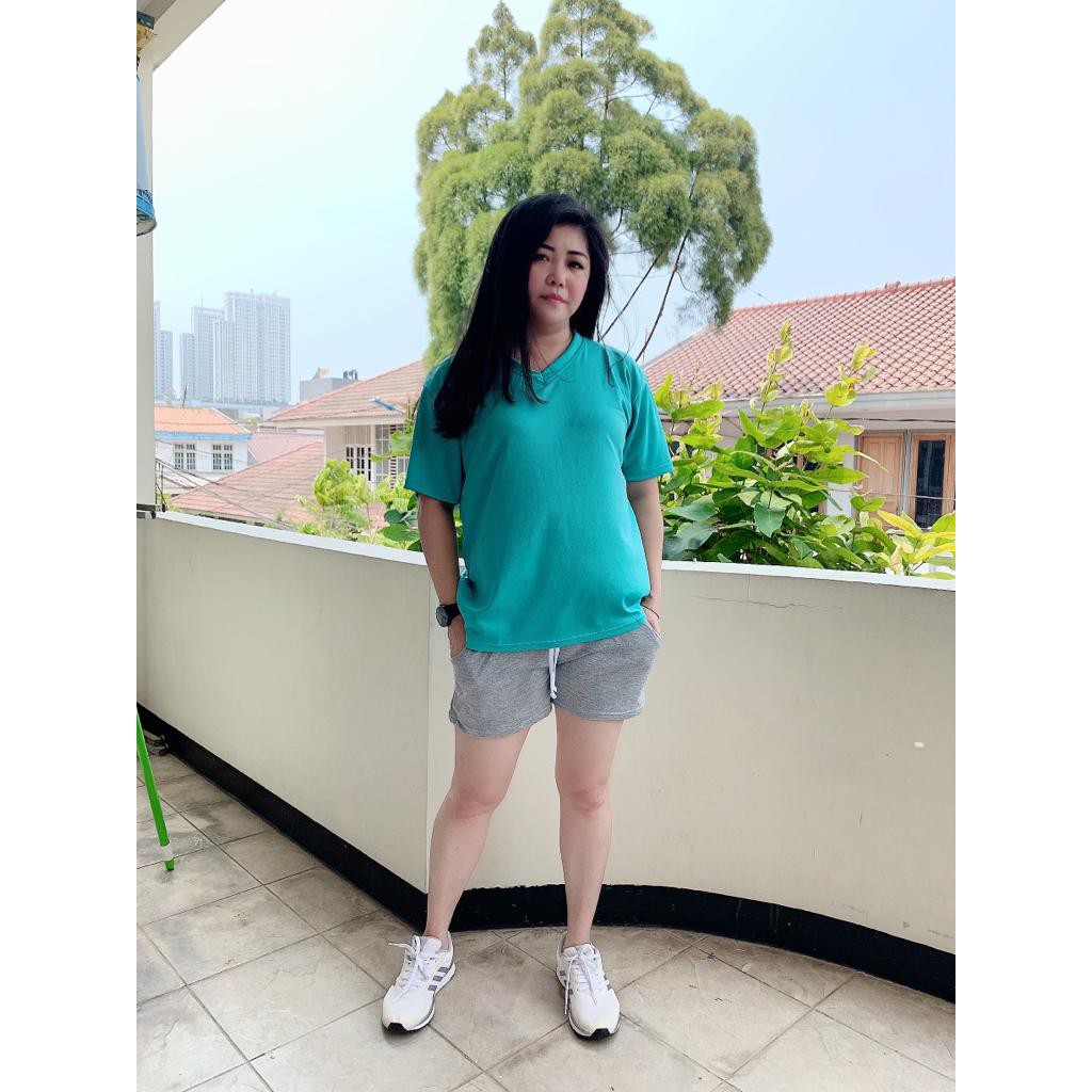 WNX - Kaos Jumbo XXL Tshirt V-Neck / Atasan BIG Size / Oblong Wanita Ukuran Jumbo / Spandex Jersey