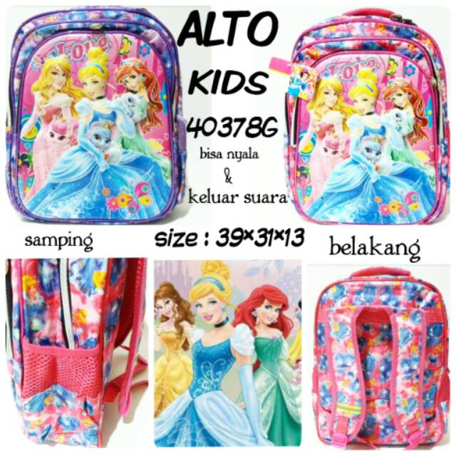 Tas ransel anak cewek karakter Princes alto kids 40378G tas sekolah gambar princess disney original