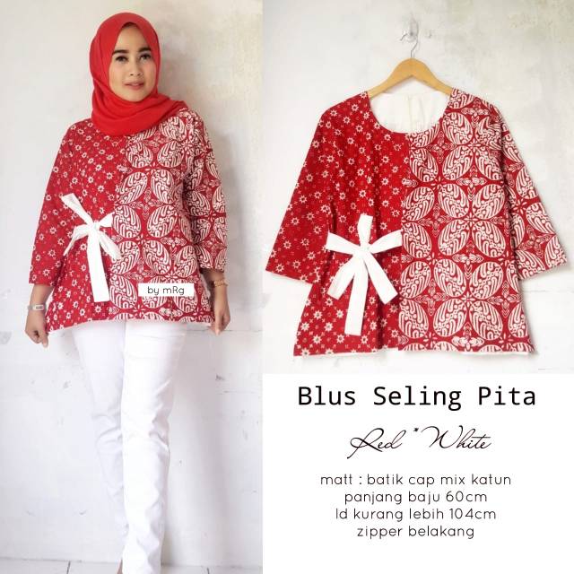 

Blus Seling Pita Red White