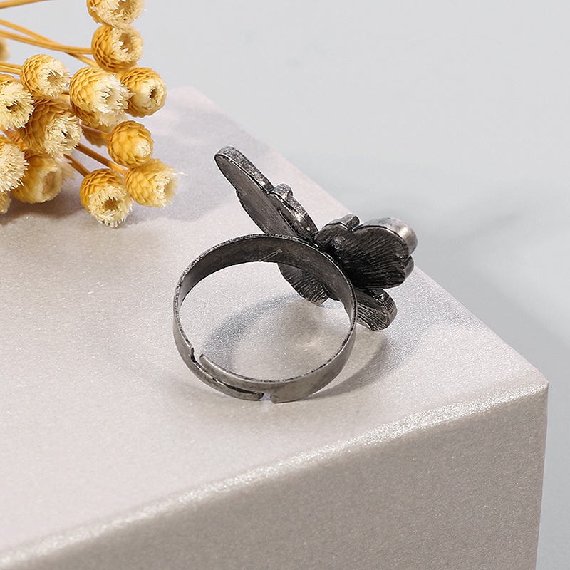 Hbid Cincin Gothic Punk Adjustable Desain Tengkorak / Kupu-Kupu / Kelinci Untuk Wanita