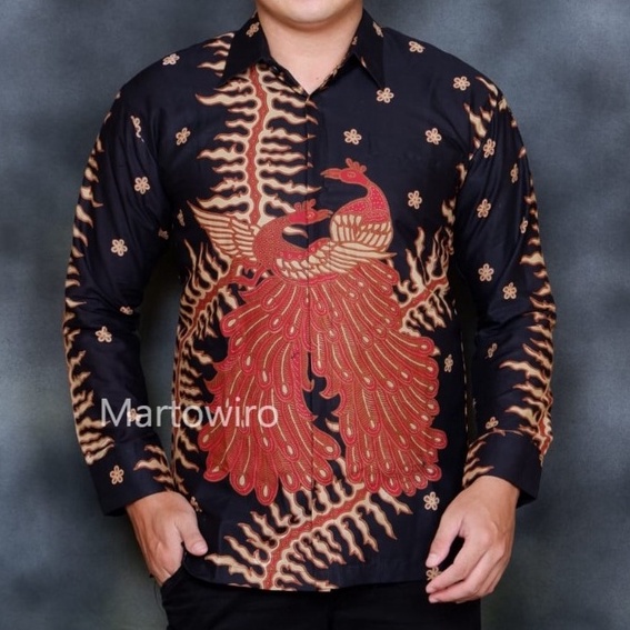 Batik pria lengan panjang modern HITAM MARRON ORIGINAL BAJU PREMIUM KEKINIAN SOLO MURAH TERBARU