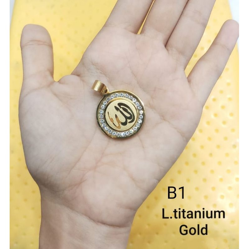 Liontin lafaz Allah titanium model bulat/ Liontin lafaz Allah import