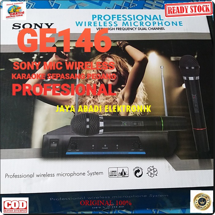 G146 SONY mic wireless karaoke mik sepasang mikrophone Wireles dual pegang microphone pro suara audio sound sistem vokal vocal professional panggung dj studio G146  Sepasang mic pegang  jarak mic bisa pakai sampe 20-40 meter.  BISA DIPAKAI KE SEGALA ALAT