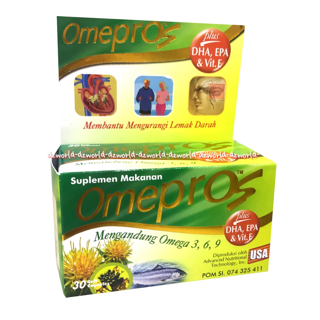 Omepros Suplemen Makanan Omega 3 6 9 Isi 30 Kapsul Efektif turunkan Kolesterol Jahat Ome Pros