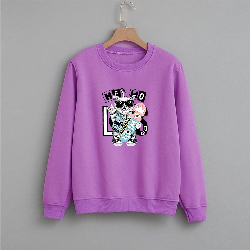 Crewneck Wanita Hey HoCat Sweater wanita size M-XXL