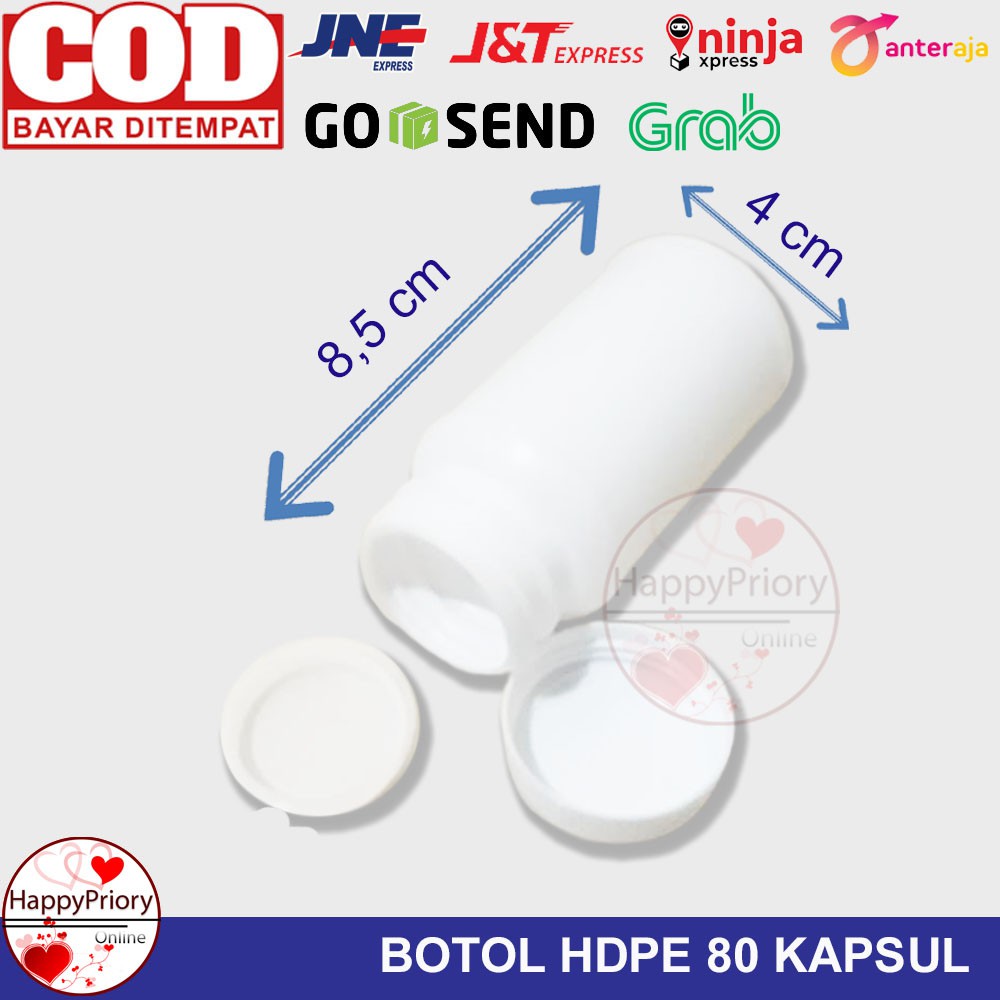 Botol Plastik Kosong Botol Obat HDPE - 80 Kapsul