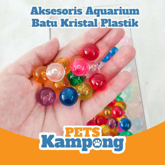 TERMUAH  Batu Kristal Plastik warna warni aksesoris aquarium - Bulat Besar