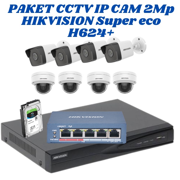 PAKET KAMERA HIKVISION COMPLIK 2MP 8CAMERA 1080P/PAKET KAMERA CCTV IP CAM 2MP 1080P