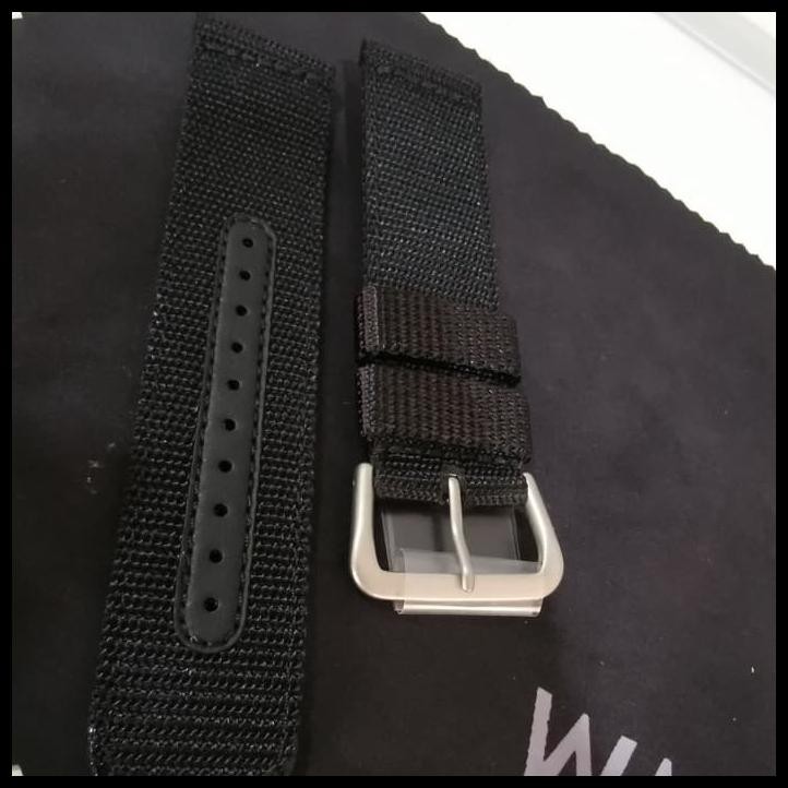 Strap / Tali Jam Original Nilon Kanvas Seiko 22Mm Hitam / Biru