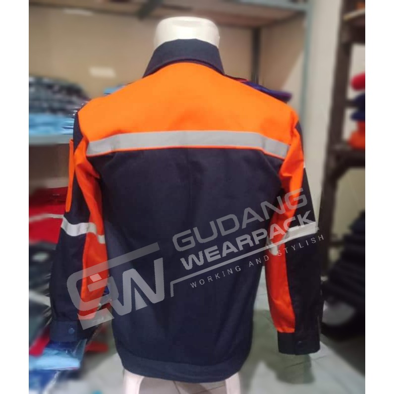 Gudang Wearpack - Baju Kerja Seragam Proyek Warna Dongker Oren