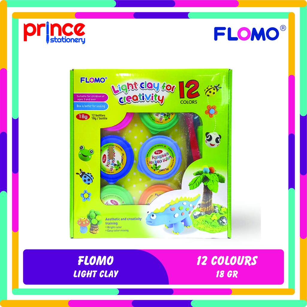 

FLOMO LIGHT CLAY FOR CREATIVITY 12 WARNA / PLAYDOH