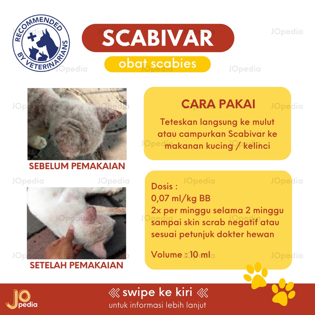 SCABIVAR Obat Scabies Kucing Kelinci Penyakit Kulit Kudis Hewan Oral