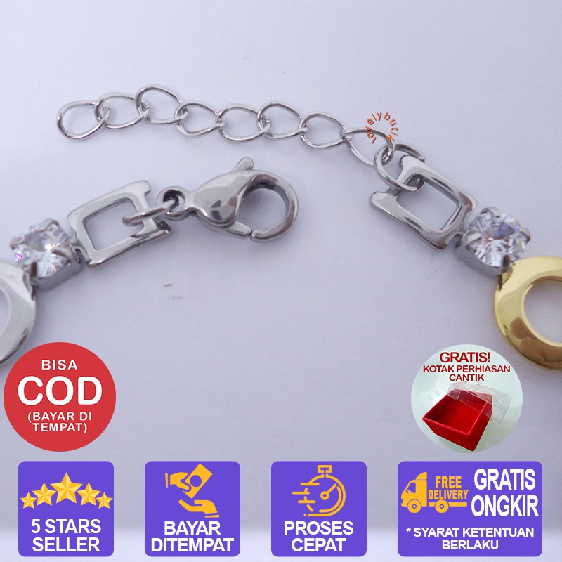 Lovelybutik  Gelang Tangan Titanium Monalisa Gelang Wanita Titanium BONUS KOTAK PERHIASAN UK. 20 cm