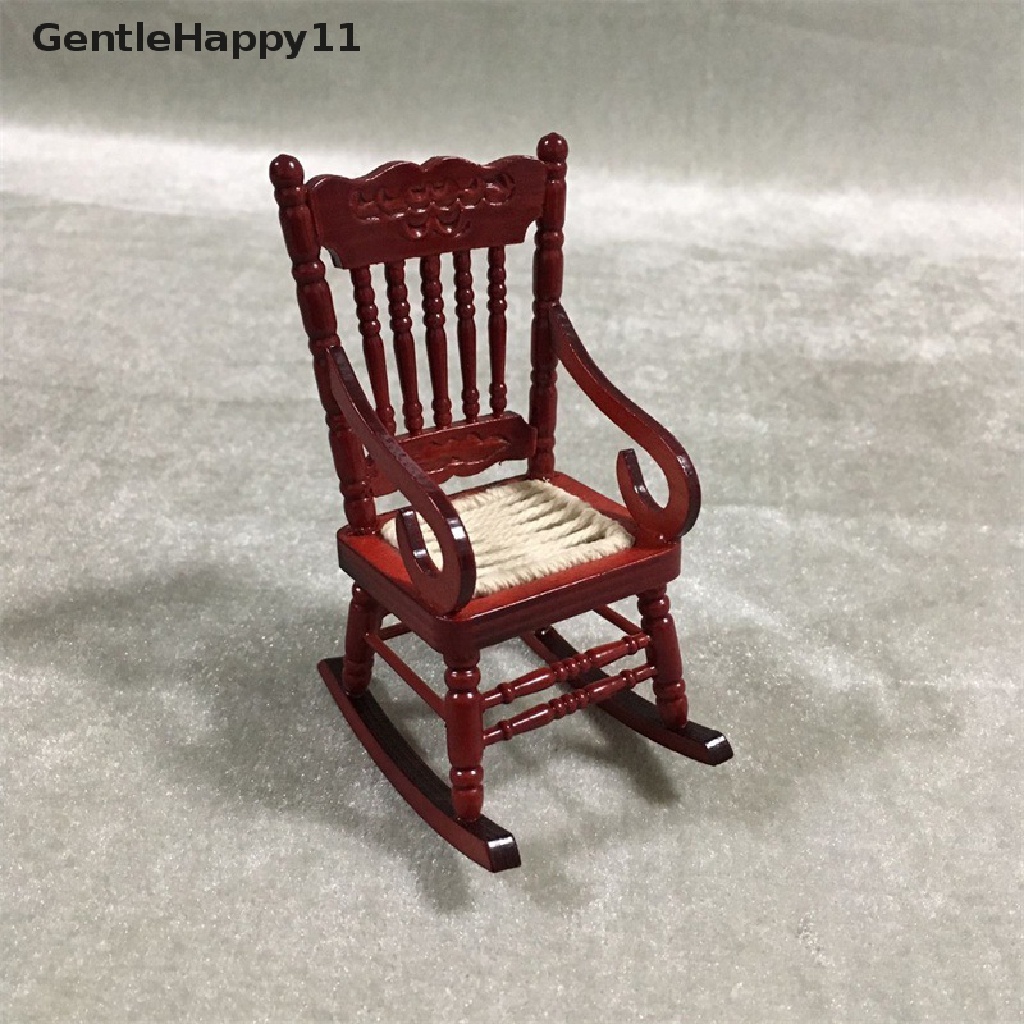 Gentlehappy Mainan Miniatur Kursi Goyang Bahan Kayu Untuk Aksesoris Rumah Boneka 1: 12