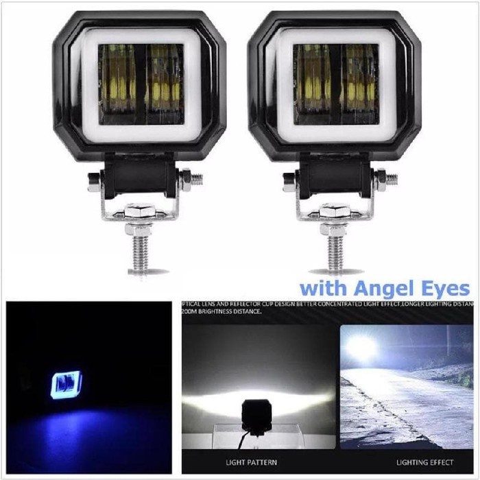 LAMPU SOROT LED MODEL DAYMEKER 2 MATA CREE ANGEL EYE BULAT DAN KOTAK LAMPU TEMBAK 2 LED