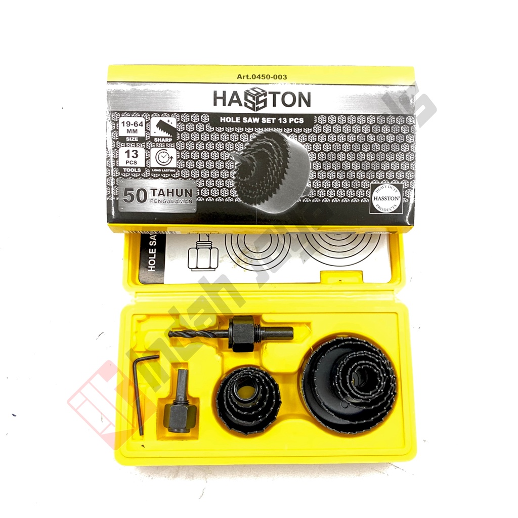 HASSTON 0450-003 Holesaw Set Kit 13 Pcs Hole Saw Mata Bor Kayu Lubang