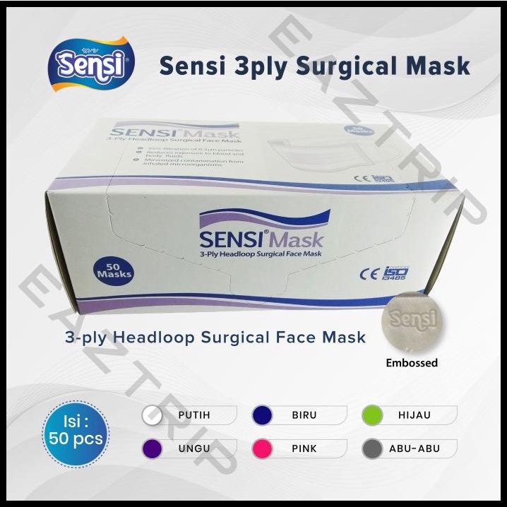 Masker Medis Sensi 3Ply Headloop/ Hijab / Surgical Mask Sensi