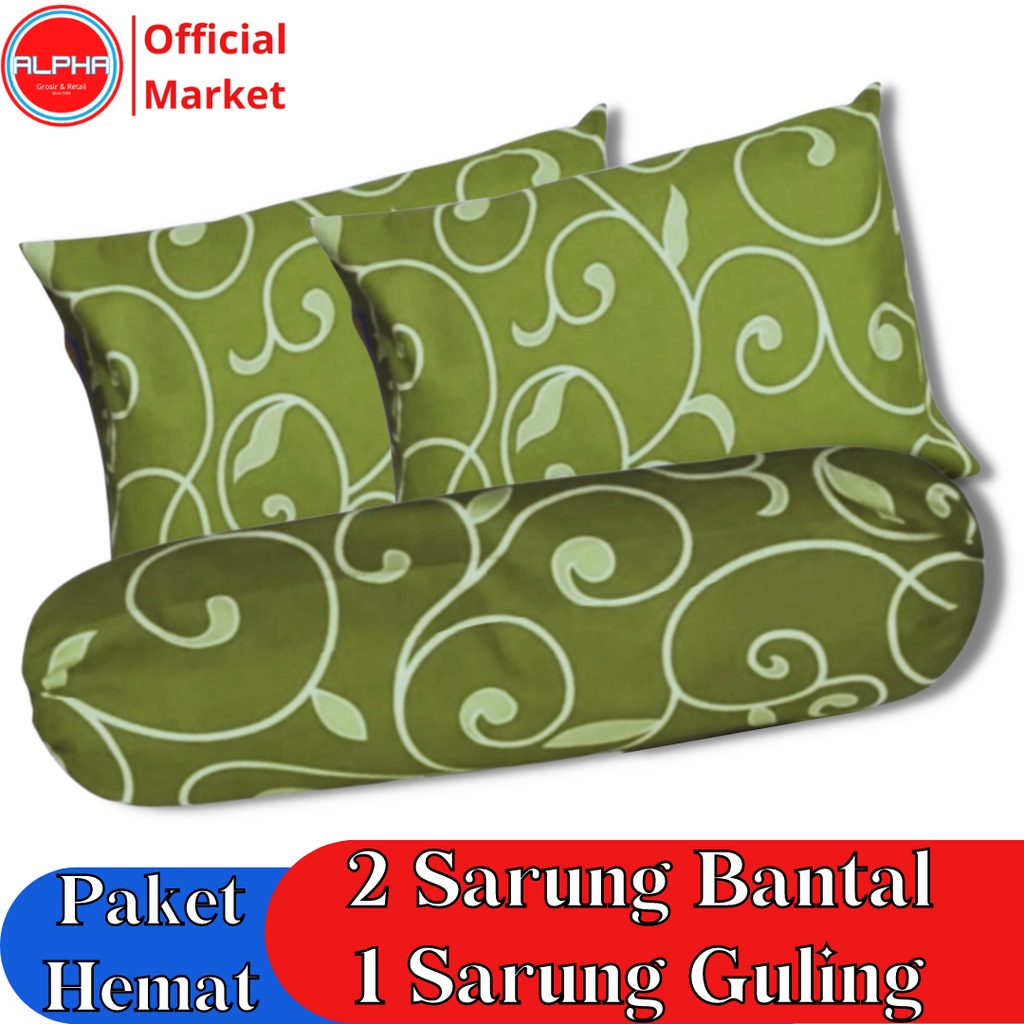 sarung bantal guling 1set murah motif aesthetic bunga diandra tralis army bahan katun disperse warna tidak luntur