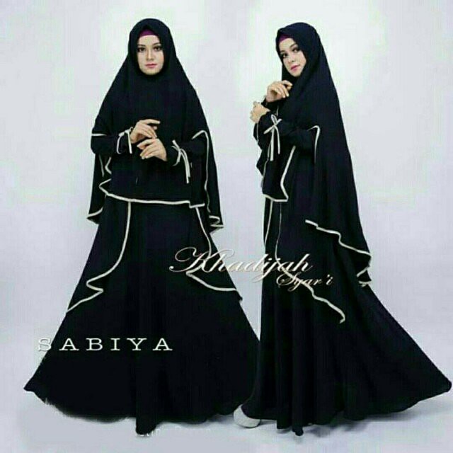 GAMIS MUSLIM SABIYA SYARI HITAM + DAPAT HIJAB | DRESS WANITA | GAMIS MUSLIMAH | FASHION MUSLIM