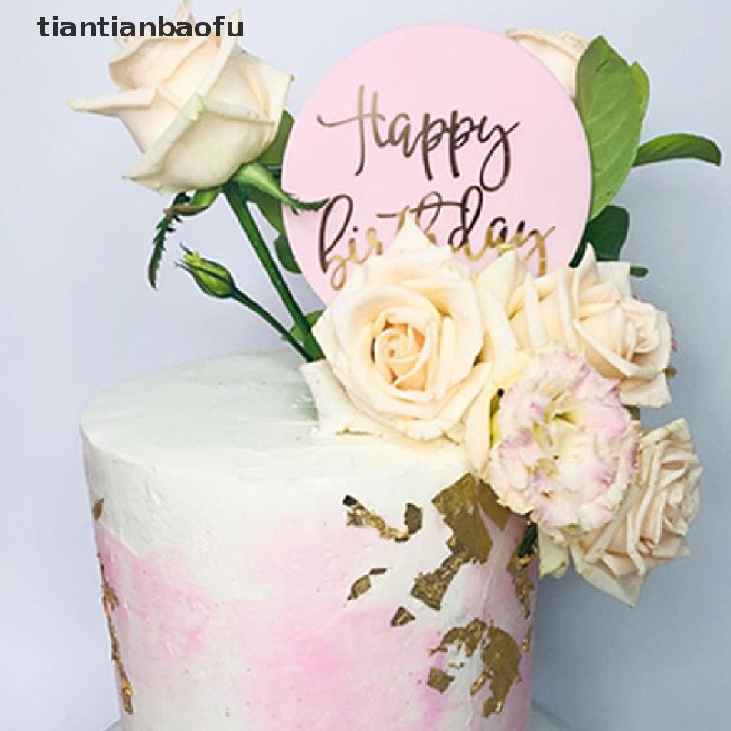 [tiantianbaofu] Acrylic Happy Birthday Cake Toppers Blank Plain Board Cupcake Toppers Cake Decor Boutique