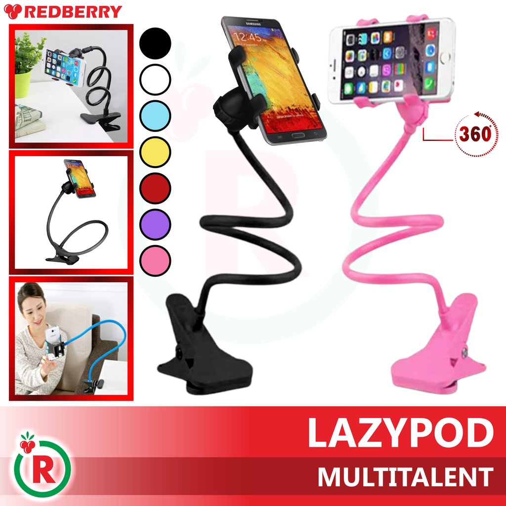 LAZYPOD stand holder dudukan HP Fleksibel selfi flog live streming jepit meja kursi dll 360 rotasi putar