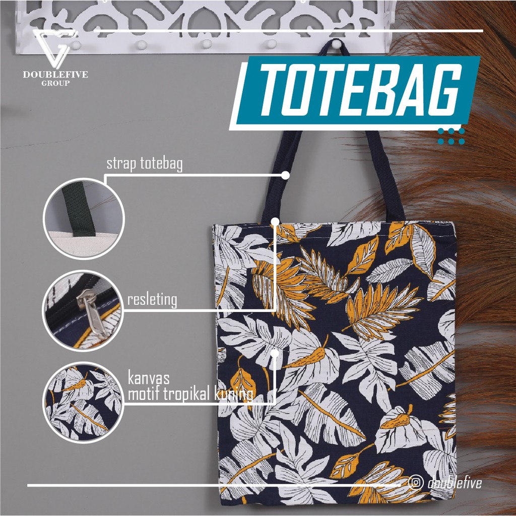 TOTE BAG WANITA TOTEBAG PRIA CANVAS MOTIF GOOD QUALITY WITH RESLETING KODE - 027