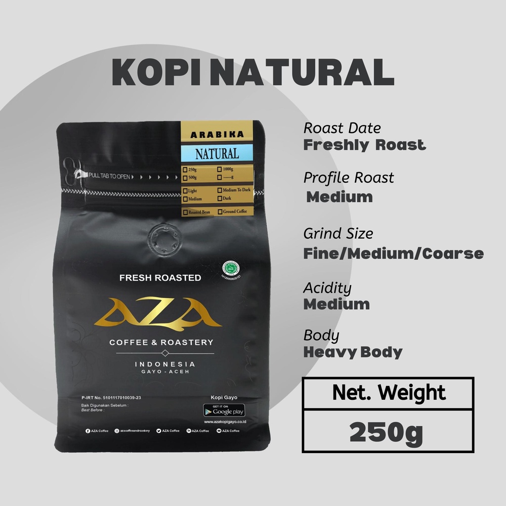 

AZA Coffee-Kopi Arabika Aceh Gayo Natural Coffe 250g