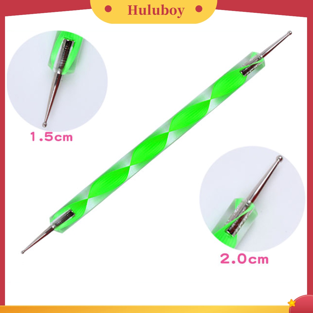 Huluboy Huluboy♡ 5pcs Pen Dotting Marbleizing 2 Sisi Untuk Nail Art DIY