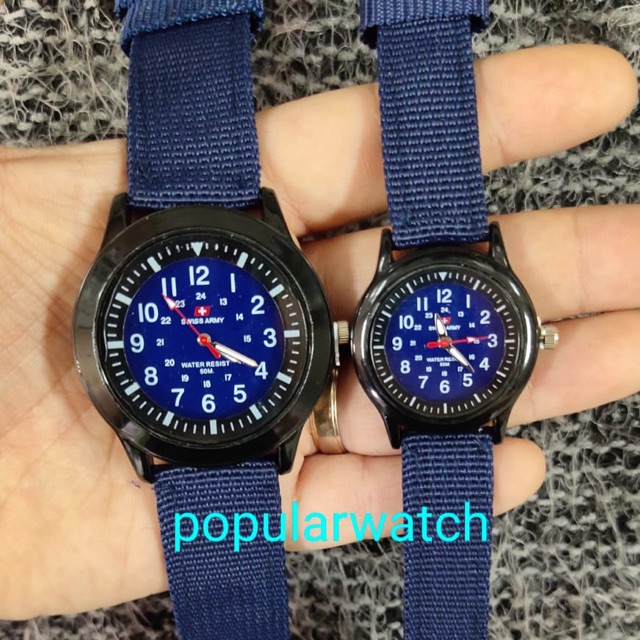 BEST SELLER!!! Jam tangan couple pria wanita kanvas (free box &amp; baterai cadangan)