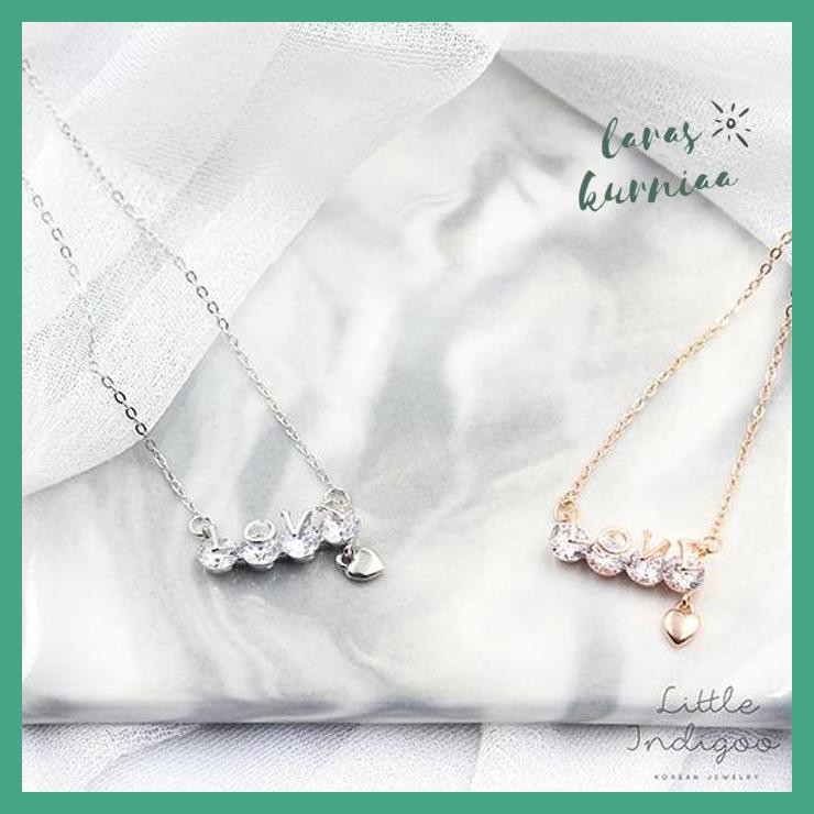 Kalung Silver S925 / Kalung Wanita / Kalung Korea Love - Rose Gold