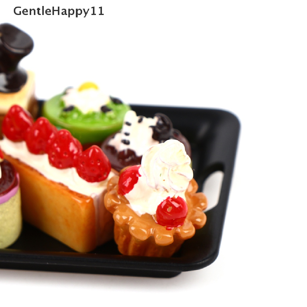 Gentlehappy Mainan Miniatur Kue 1 / 12 + 8 Cake Untuk Aksesoris Dapur Rumah Boneka