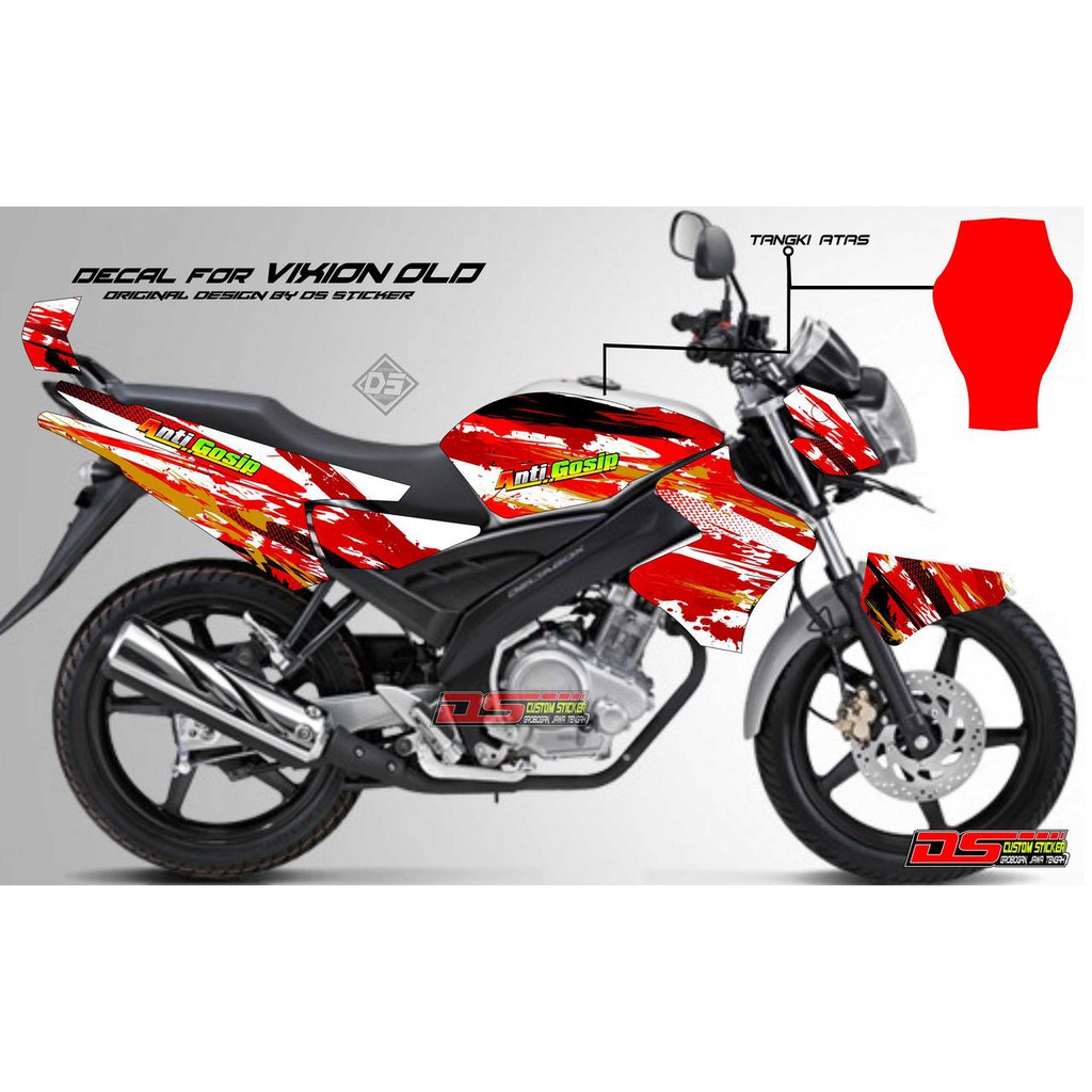 Striping Fullbody Decal Vixion Lama Abstrak Merah Shopee Indonesia