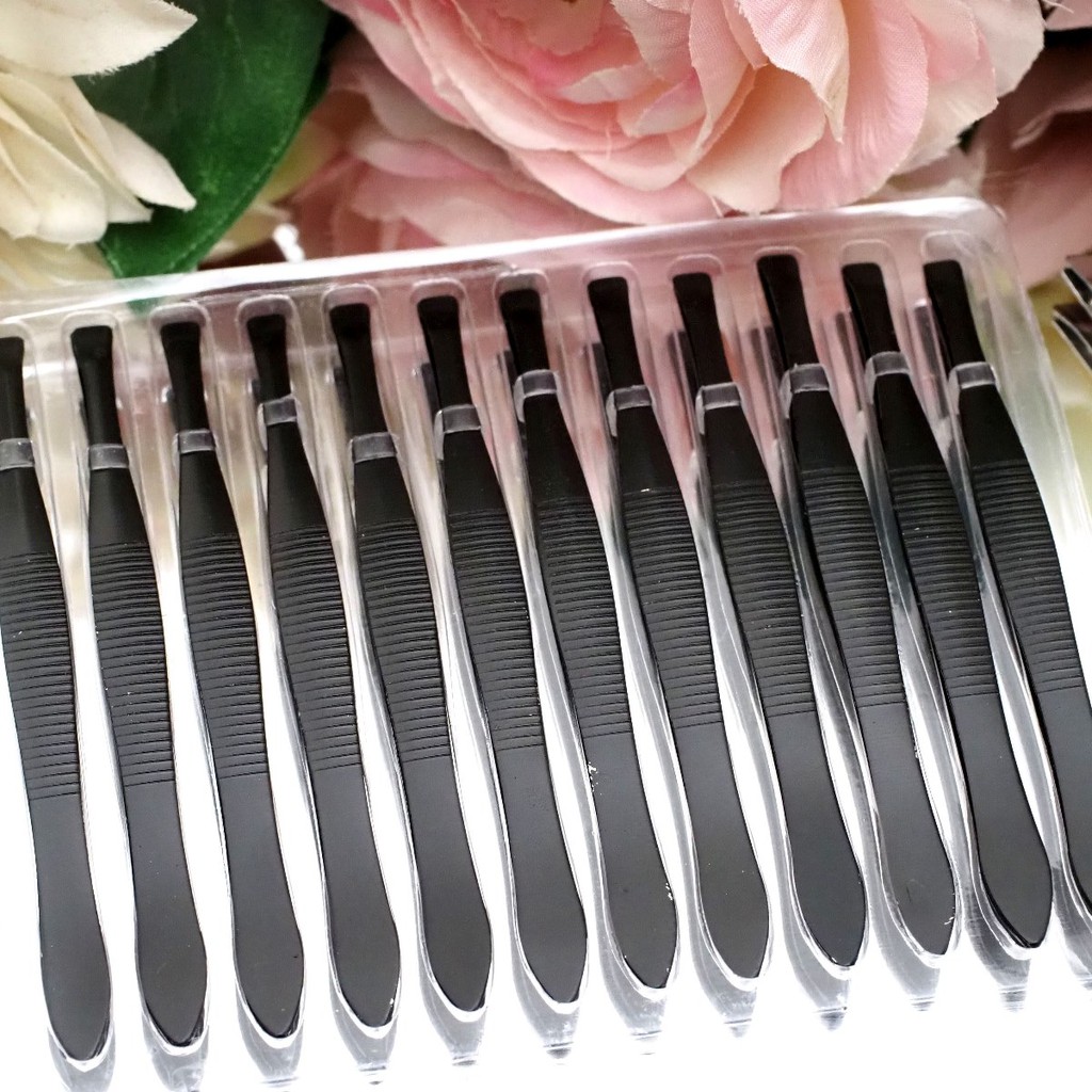 Pinset Stainless Serbaguna Pinset Alis Bulu Alat Penjepit Rambut Berkualitas Clipper Hitam Silver