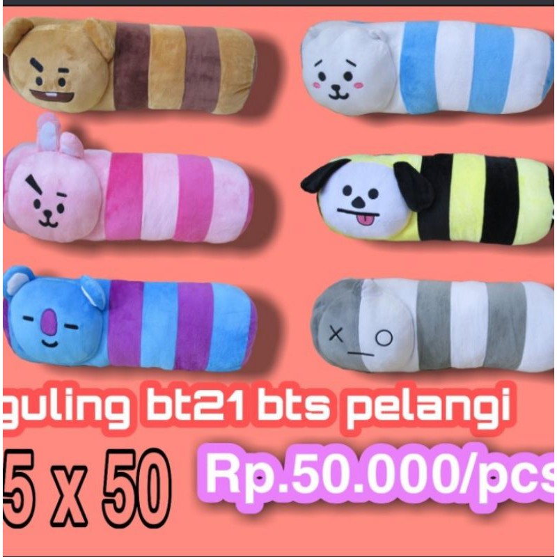 Guling Boneka BT21 BTS Guling KPOP Lucu Murah Bahan Bulu Isi Dakron.