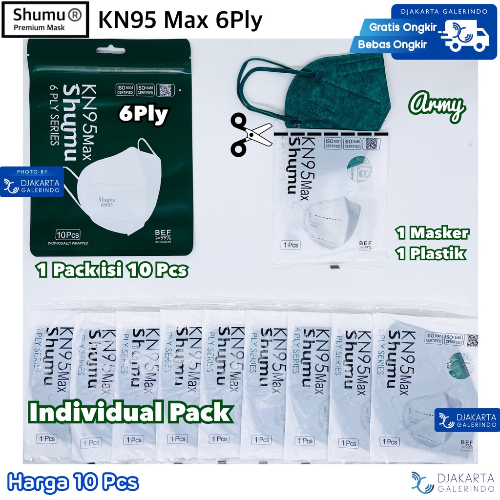 Masker SHUMU KN95 MAX 6Ply Individual Pack isi 10Pcs