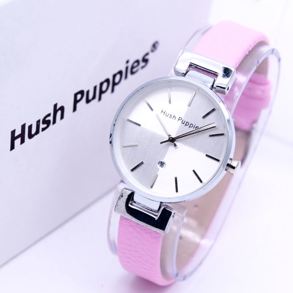 Jam Tangan Wanita Hush Puppies H708N Tali Kulit Tanggal Aktif Free Box &amp; Baterai