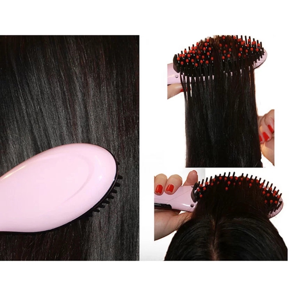 Sisir Pelurus Rambut Electrik Ion Setrika Rambut rebounding Hair Straightener Hair Brush One-Step Electric Hair Straightener Brush Ceramic Fast Heating Electric Brush Heat Smooth Iron Comb Styler Curling