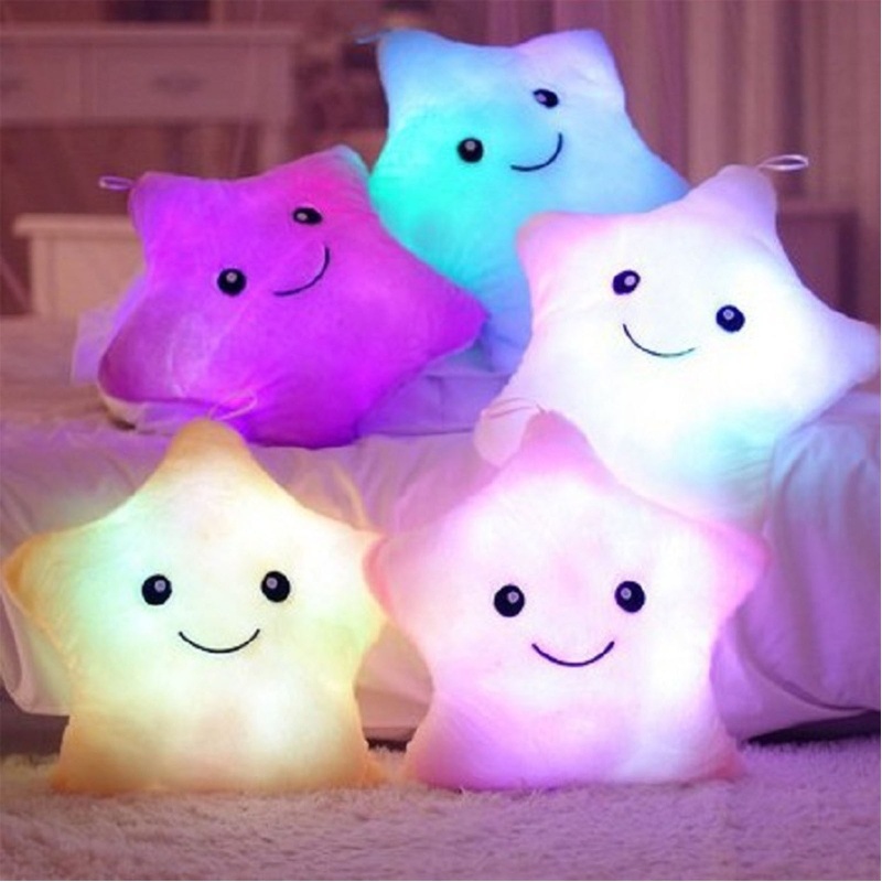 Mary Untuk Kreatif Twinkle Star Luminous Pillow Glowing Lampu Malam LED Bantal Mewah