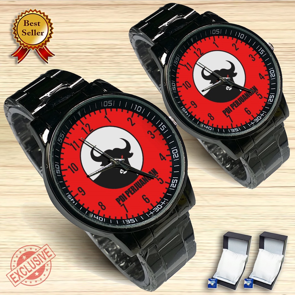 {Exclusive} Jam Tangan Couple PDI PERJUANGAN - 04 (Satuan/Seapasang)