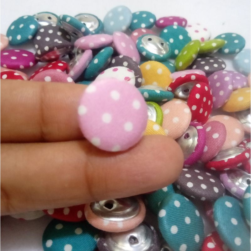 Fabric Button / Kancing Bungkus Polka 1,8cm per 50 pcs