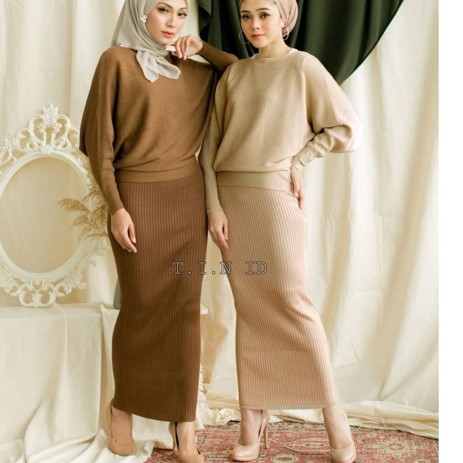 Telah Hadir.. Rok rajut span premium Import Long pensil rib knit skirt