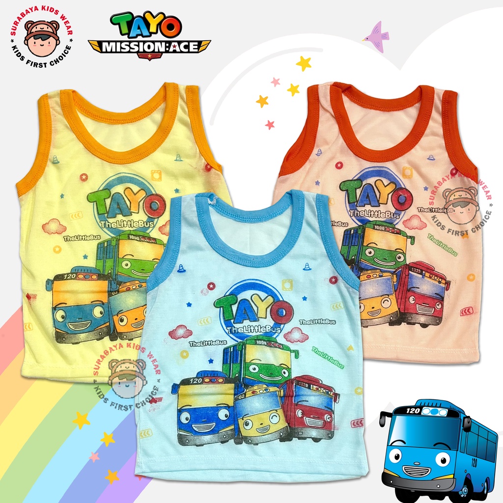 Kaos Singlet Anak Laki - Laki Motif Tayo