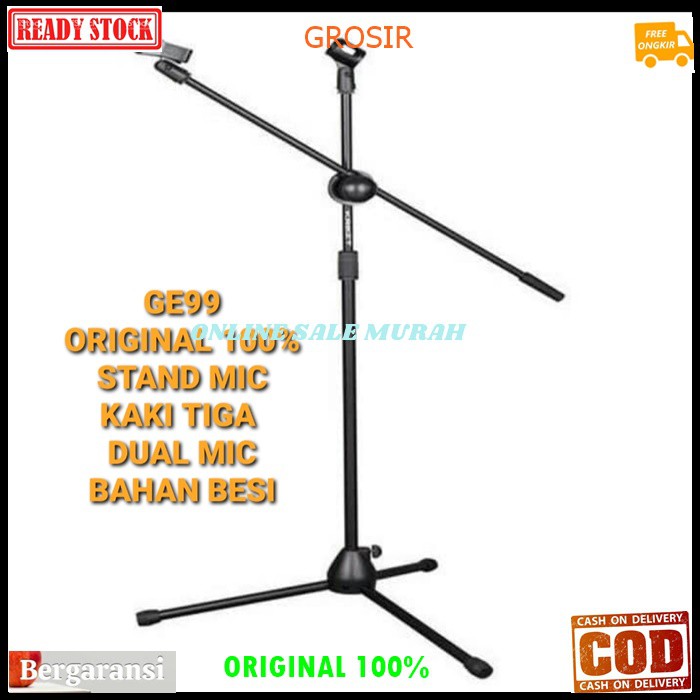 G99 Stand mic besi tiang mik kaki tiga tripod ORIGINAL 100% holder standing microphone penyangga universal mikrophone pegangan tempat gantungan karaoke vocal vokalstudio audio sound system profesional pro G99   STAND MIC KAKI TIGA BESI  BISA SEGALA JENIS