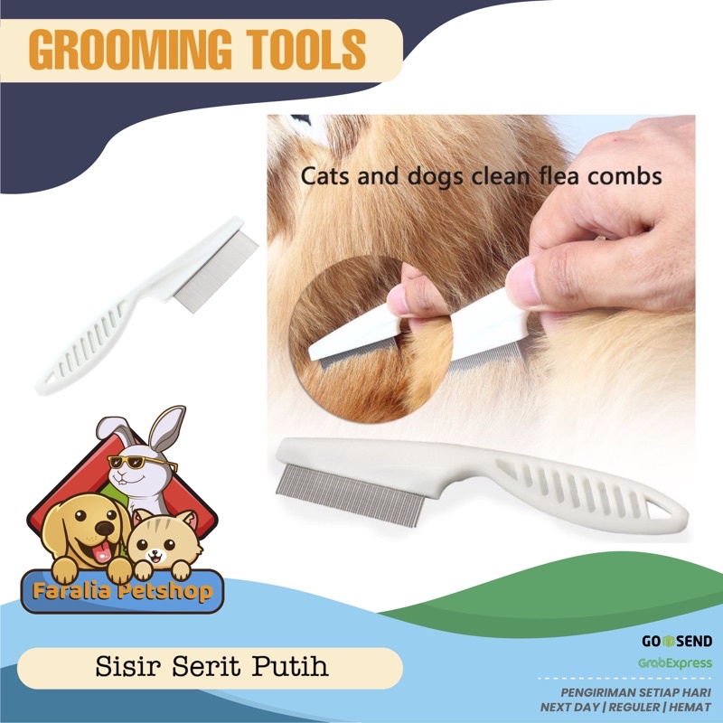 Sisir Anjing dan Kucing Anti Kutu Grooming Dog Cat Grooming Comb Serit Pet Putih