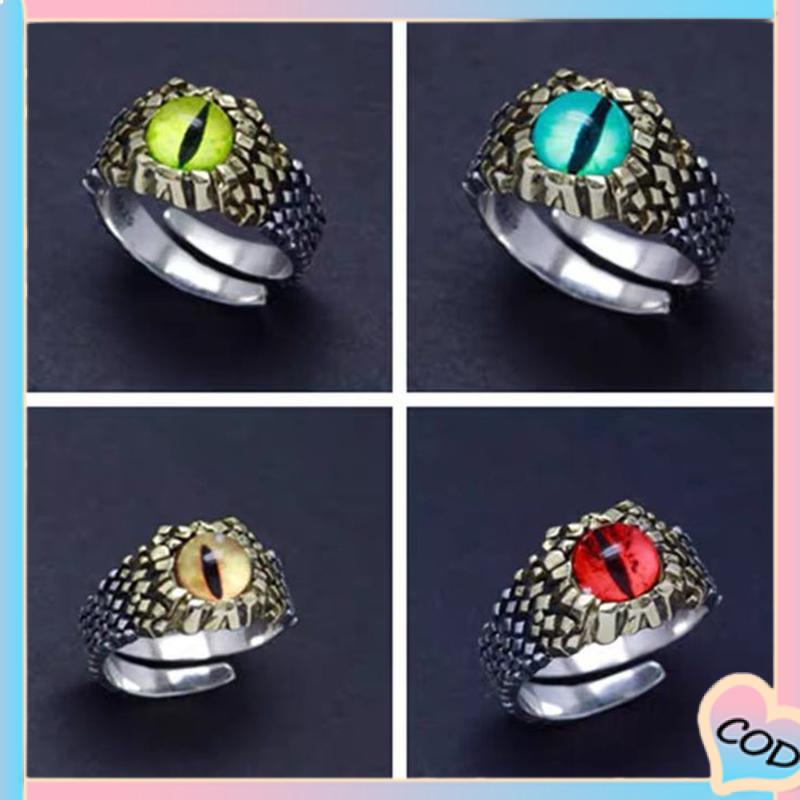 COD❤️2022 Cincin Pria Desain Mata Merah Bahan Metal Gaya Retro Punk Rock Untuk Pesta Motor-A.one