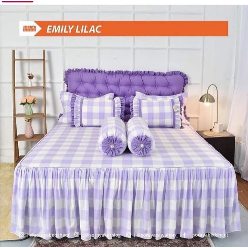 Sprei rumbai motif EMILY LILAC Ukuran 90*200-200*200