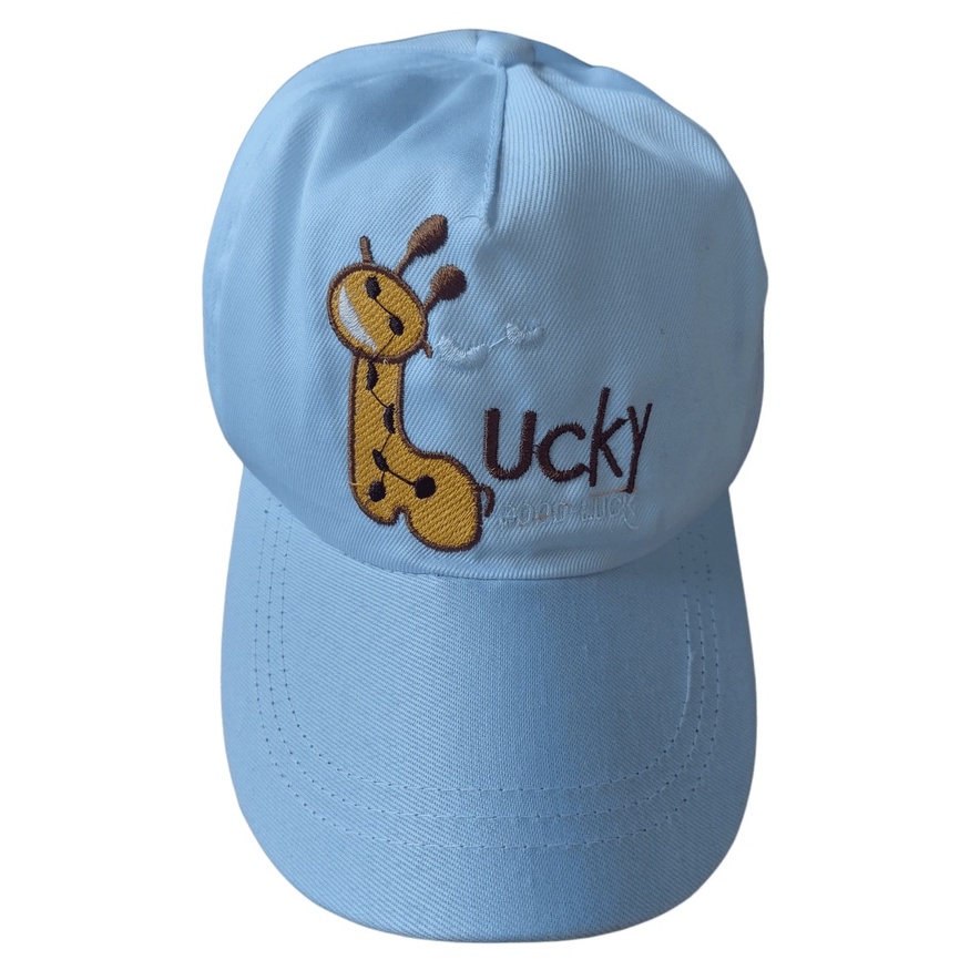 TOPI BASEBALL ANAK LUCKY GIRAFFE / JUST DO IT / SUPER DINO / SUNNY DAY USIA 2-10 TAHUN LAKI PEREMPUAN-TOPI LUCKY PUTIH