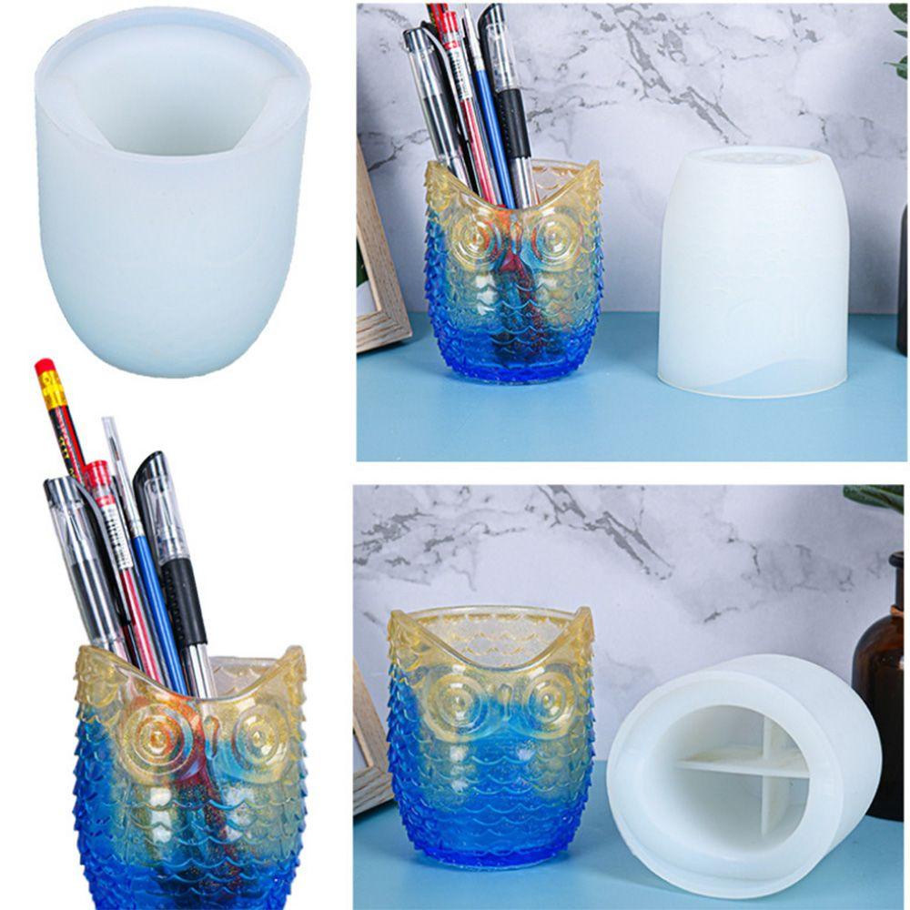 Solighter Owl Tempat Pulpen Cetakan Silikon Ornamen Kerajinan Kotak Penyimpanan Resin Molds Silicone