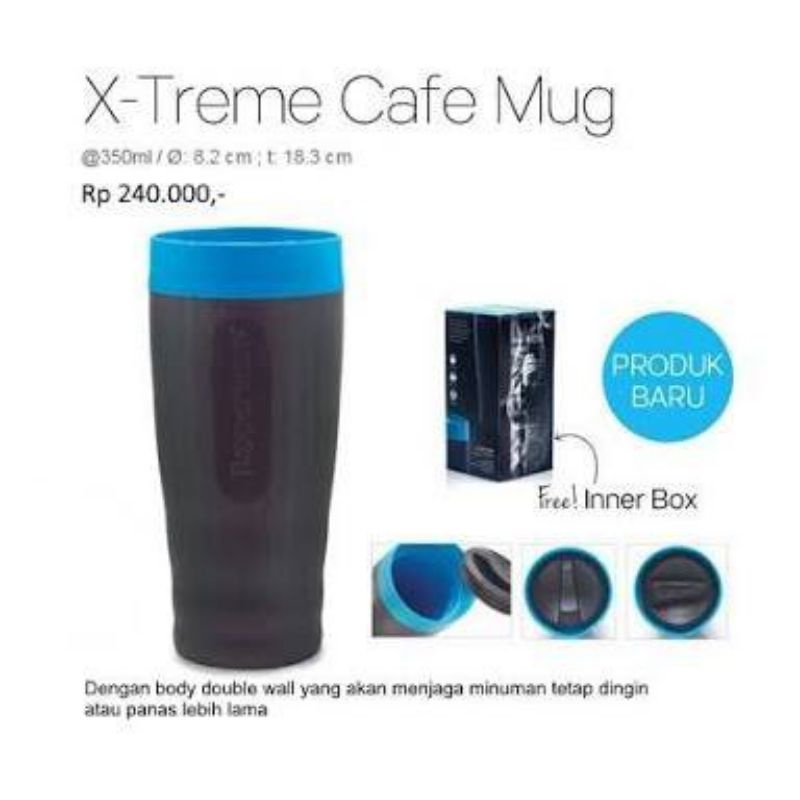 tupperware xtreme cafe mug 350ml - mug air panas - botol minum - tumblr