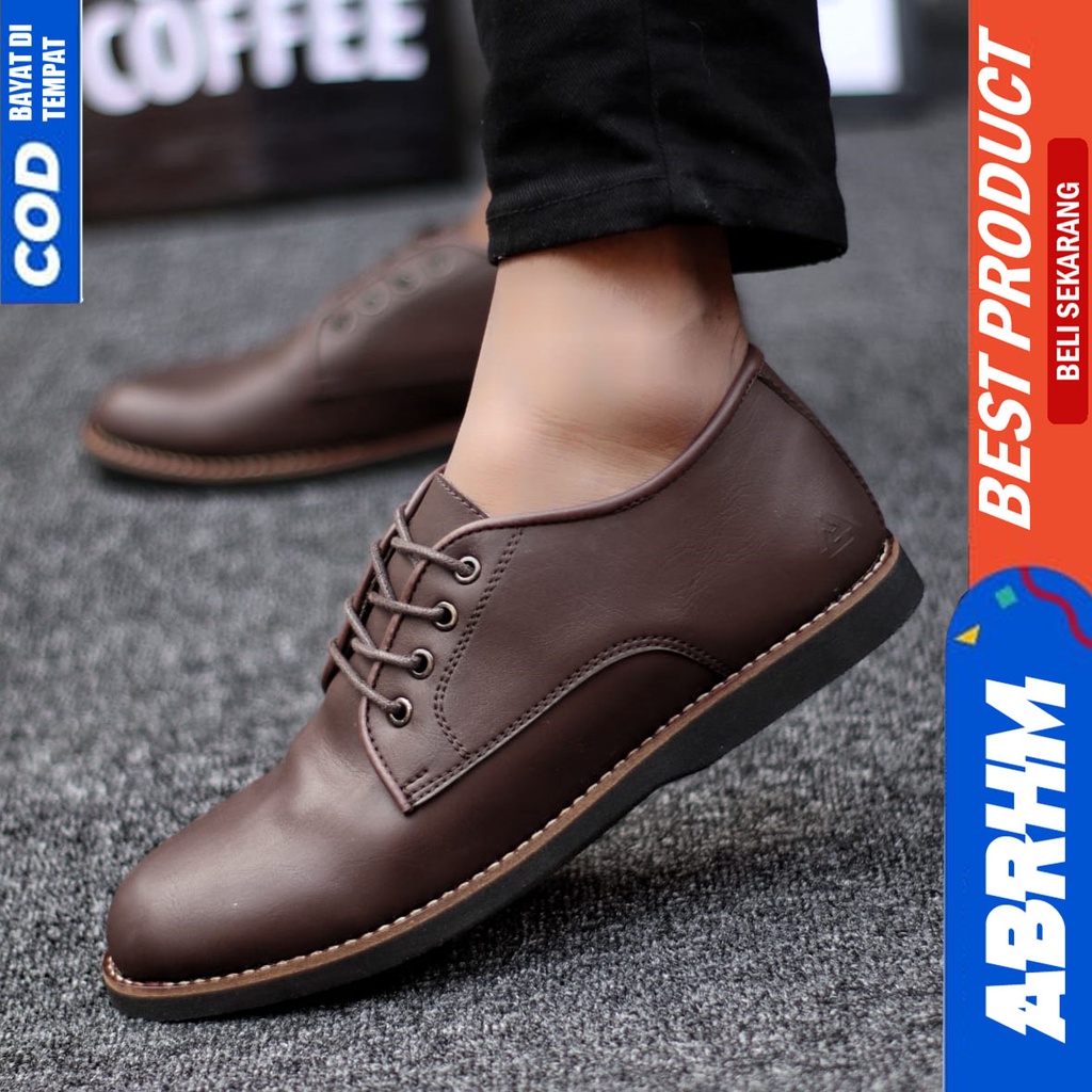 Sepatu Formal Pantopel Kerja Hitam Pria Original ABRHM CASPIAN